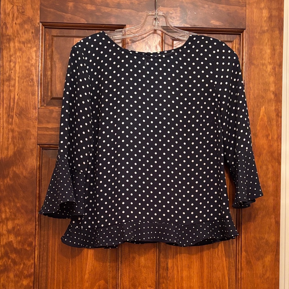 Talbots Navy Polka Dot Blouse